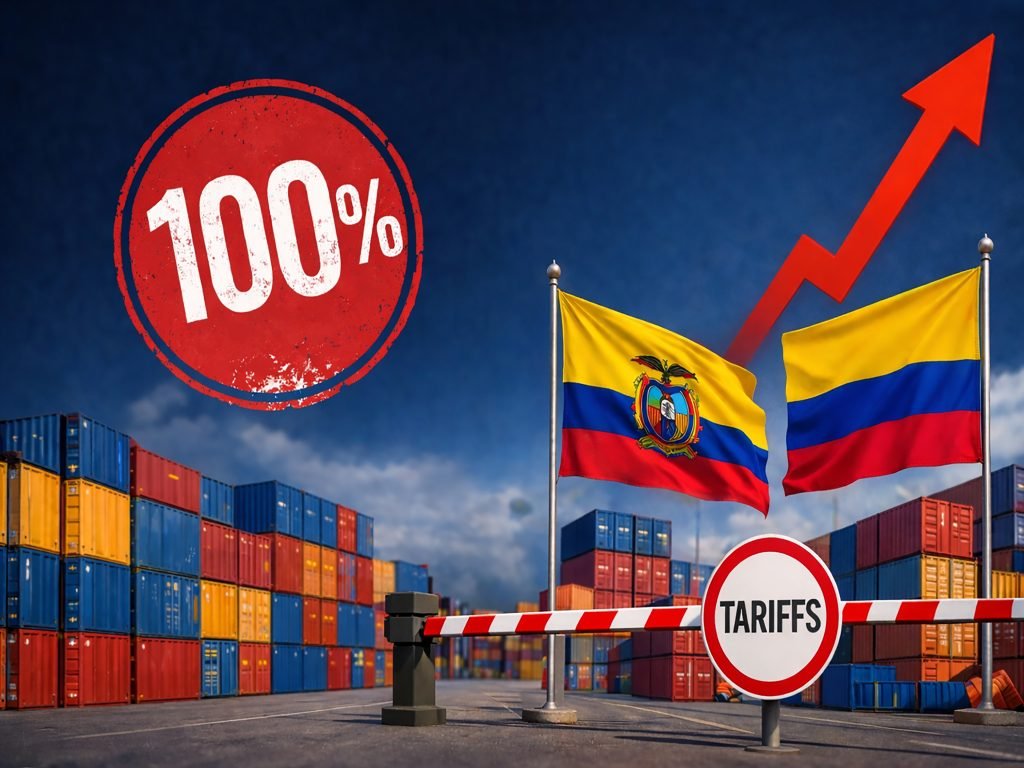 الإكوادور ترفع الرسوم الجمركية على السلع الكولومبية 100%